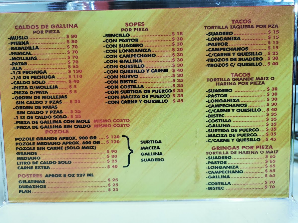 RODOLFITO SA CV Menu - Image 1